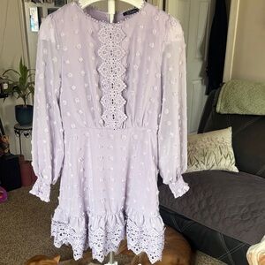 Simplee Apparel Lavender Lace Formal Dress